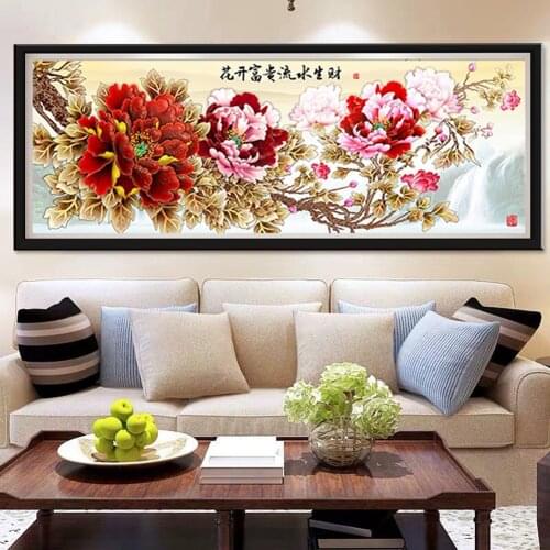 Full square round diamond painting Blooming flow diamond embroidery 5D rhinestone mosaic diamond inlaid pattern decor large X47