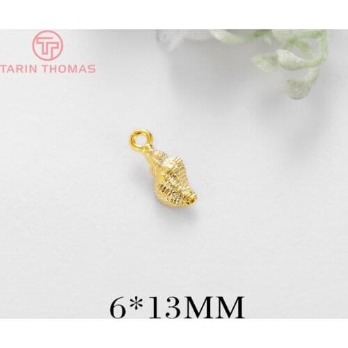 10PCS 6x13MM Hole 1MM 24K Gold Color Brass Conch Pendants Charms High Quality Diy Jewelry Findings Accessories