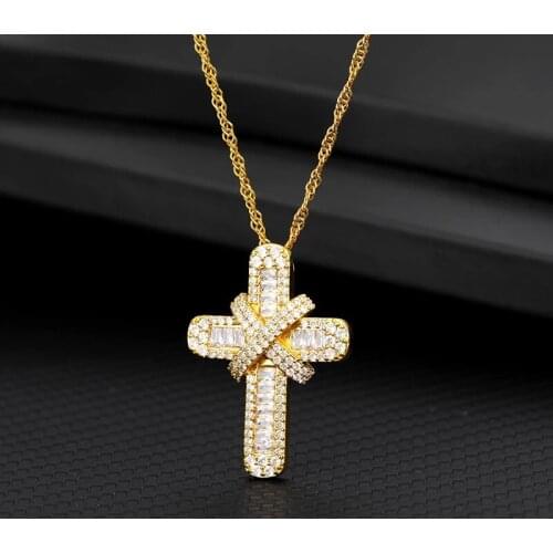 Iced Out Zircon Cross Necklace For Women Stainless Steel Choker Necklaces Gold Collares Hip Hop Chain Gothic Jewelry Gifts