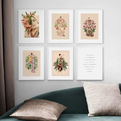 Fashion Sexy Model Girl Flower Wall Art Canvas Painting Nordic Posters And Prints Vintage Wall Pictures For Living Room Decor