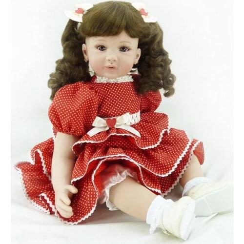 New Bebe Reborn Baby Girl Dolls 24'' 60 cm Princess Soft Vinyl Baby Reborn With long brown Curly toddler doll toys Gifts