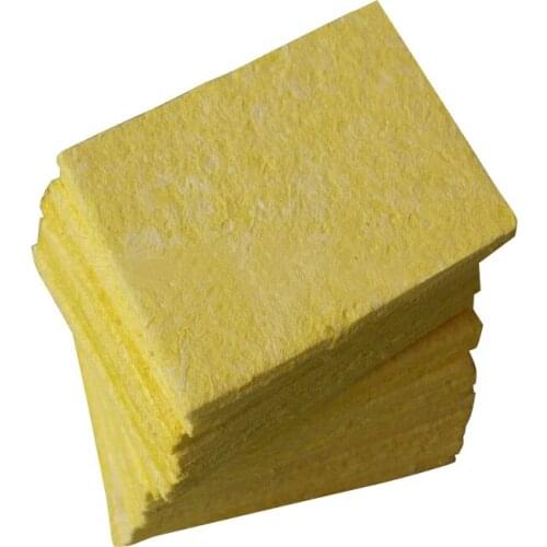 50PCS SET 6x4cm Solder Iron Tip Welding high temperature Cleaning Pads Universal Soldering Iron Yellow Sponges