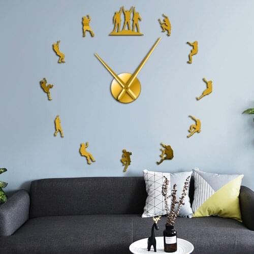 Climbing Adventure Mirror Effect 3D DIY Wall Clock Mountain Climber Sport Design Wall Hanging Big Time Clock Watch Gift For Him