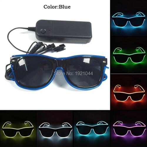 New Design Fashion 10 Colors EL wire LED Sunglasses with dark lens neon rope tube With DC-3V Steady on for Party Decor