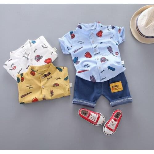 New Summer Baby Fashion Clothing Set for Boys Gentleman Suit Casual Clothes Set Kids Girls Printing T-shirt+Shorts Kids Clothes