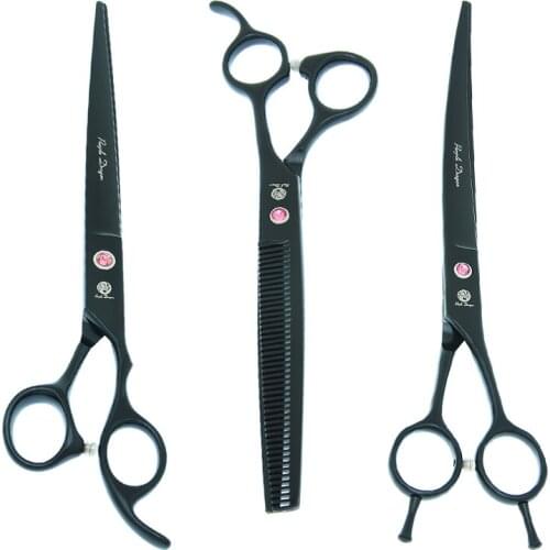 Purple Dragon 8 inch Pet Grooming Scissors Animals Hairdressing Cutting Thinning Shears Dog Cat Up/Down Curved Tijeras B0054B