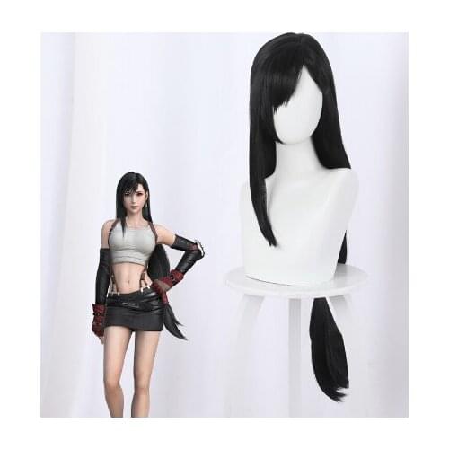 Final Fantasy VII FF7 Tifa Lockhart Cosplay Wigs Heat Resistant Synthetic Hair Tifa Costume Prop Wig for Halloween Party