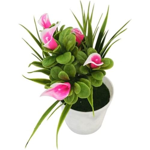 Plastic Artificial Bonsai Faux Plant Fake Potted Flower Home Office Garden Party Decor