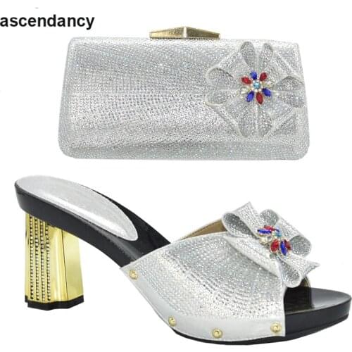 Latest 2021 Italian Women Shoes and Bag Set Women High Heels Sexy Ladies Shoes for Wedding Women Shoes and Bag for Party Wedding