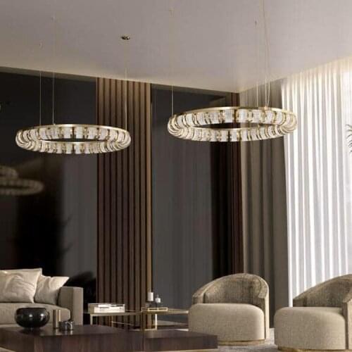 Postmodern light luxury living room crystal chandelier simple creative bedroom study round dining room decorative lamps