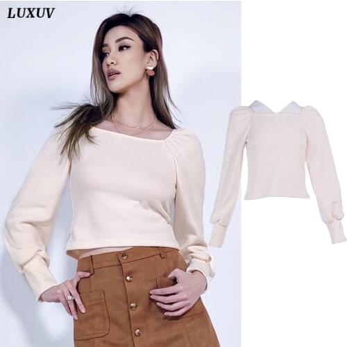 LUXUV Womens Shirts Blouse Shorts Sets T-shirt Sweatshirt Tees Crop Top Elegant Long Sleeve Jackets Kawaii Jerseys Office Cloth