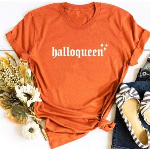 Hallo Queen Shirt Women Halloween Lover T Shirt for Women Harajuku Punk Clothes Summer Plus Size Tees Oversized