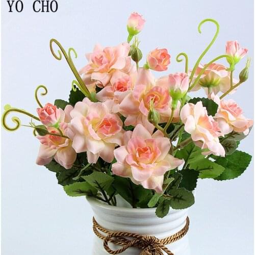YO CHO Bouquet Artificial Silk Rose Flower Wedding Bouquet Bridesmaid Flower Arrangement DIY Home Party Decor Wedding Supplies