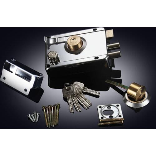 Door Lock Strong Deadbolt Home Security Universal Exterior Anti-theft Accessory Stainless Steel Multiple Insurance Smooth