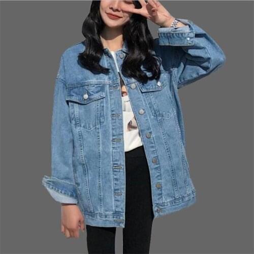 Plus size 5XL Denim Jacket for Women 2021 Autumn blue fashion Jean coat Female Casual loose Outerwear Denim Feminine Mujer