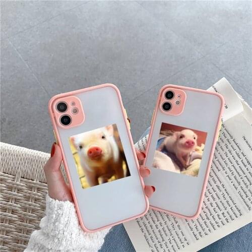 Cute Little Pink Pet Pig Phone Cases Matte For iPhone 12 Mini 11 Pro XR XS Max 7 8 Plus X Hard PC Back Cover