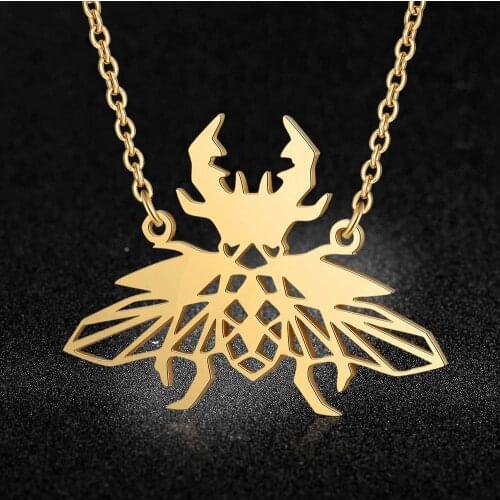 100% Stainless Steel Animal Beetle Fashion Necklace for Women Wholesale Wedding Party Necklaces Personality Jewellery