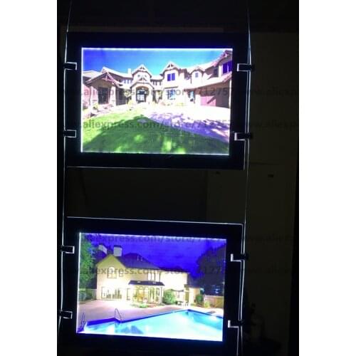 12PCS A3 double side magnetic acrylic frame led illuminated light pocket hanging display for real estate agency office window