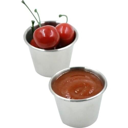 2 Size Stainless Steel Sauce Cups Potato Chips Tomato Paste Cup Restaurant Salad Sauce Dipping Bowls SN2802