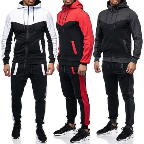Sportswear tracksuit Men 2Pcs jogger sets Sweatshirt Hoodies Zip jacket slim pants Tracksuit Sports Suit chandal hombre