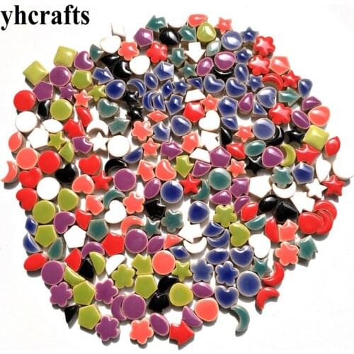 475PCS(250Gram)/Lot,Mix 16 design 1cm ceramic free shape mosaic Marble mosaic Craft material Kindergarten mosaic Adult craft toy