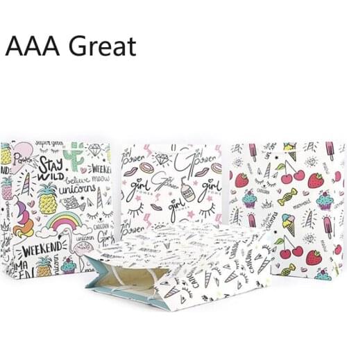 48Pcs/Lot Kraft Paper Gift Bag With Handle Shopping Bags Christmas Packaging Bag Excellent Quality Fruits Pouches Wedding Party