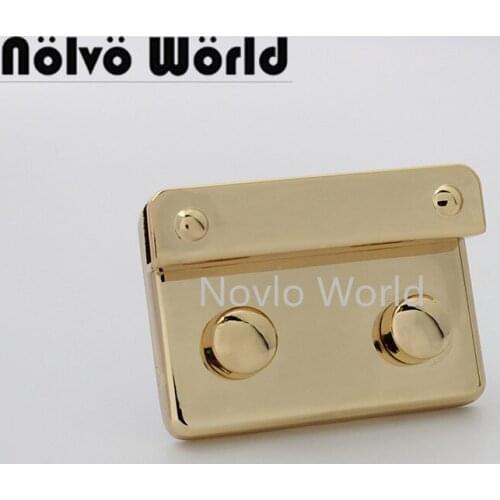 5-20 sets 2 colors 54*39mm rectangle shaped press lock with reset button for luxury purse metal clasp bag accessories
