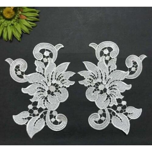 20.5*5.5cm 5pairs embroidered cloth patches flower water soluble guipure lace patches for wedding,patches for clothing