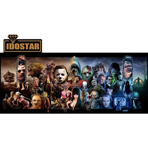 5D DIY Full Diamond Painting Classic Horror Villains and Monsters MASH UP Movie Character Collage Cross Stitch Wall Sticker Gift