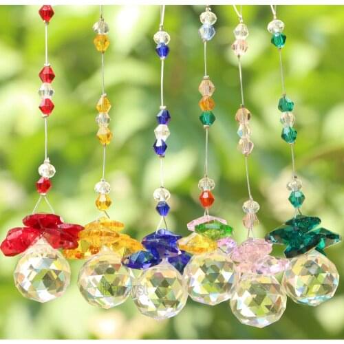 6pcs/lot Crystal Ball Suncatcher Feng Shui Prisms Pendant Pendulum Hanging Window Decor 20mm