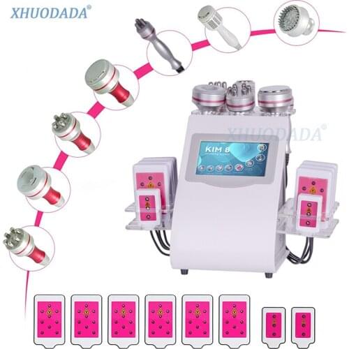 Free shipping New! ! 40K pink Cavitation Liposome Slimming Apparatus Ultrasonic 6in1 Vacuum Laser Radio Frequency Fat Reduction