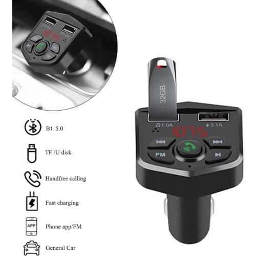 Bluetooth 5.0 FM Transmitter MP3 Modulator Player Dual USB Fast Charger 3.1A Wireless Handsfree Car Kit Audio Receiver