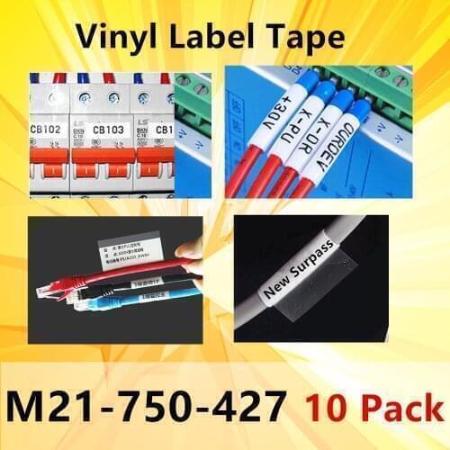 Bmp21 Label Tape M21-750-427 m21 750 427 Maker Ribbon Vinyl Labels Black on White Film Portable Printer BMP21-PLUS bmp21 plus