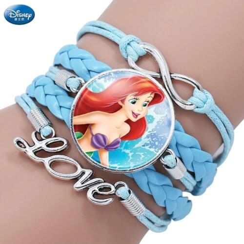 Disney Princess Cartoon Bracelet Toys Frozen2 Elsa Anna Rapunzel Belle Cinderella Snow White Lovely Wristand Jewelry Girl Gifts