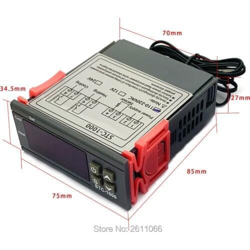 STC-1000 DC12V DC24V AC110-220V LED Digital Temperature Controller Thermostat Thermoregulator incubator Relay Heating Cooling