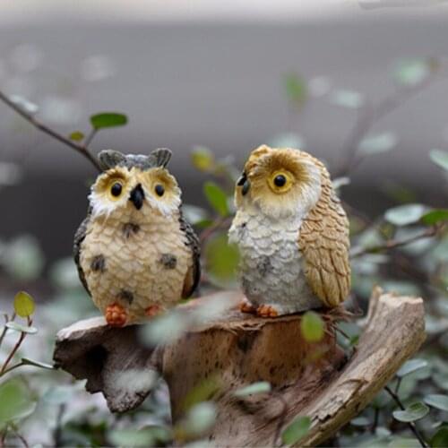 Moss Terrarium Decor Cute Owls Animal Resin Miniatures Figurine Craft Bonsai Pots Home Fairy Garden Ornament Decoration 1PCS