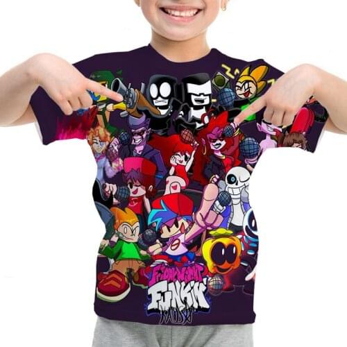 Children Friday Night Funkin T Shirts Kids Cartoon Short Sleeve Anime T-shirt Summer Tshirt Toddler Harajuku Tee Tops Camiseta