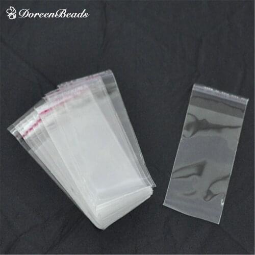 DoreenBeads Plastic Self-Seal Bags Rectangle Transparent Storage Beads Jewelry Pounches(Usable Space: 8x4cm) 10cm x4cm,200PCs
