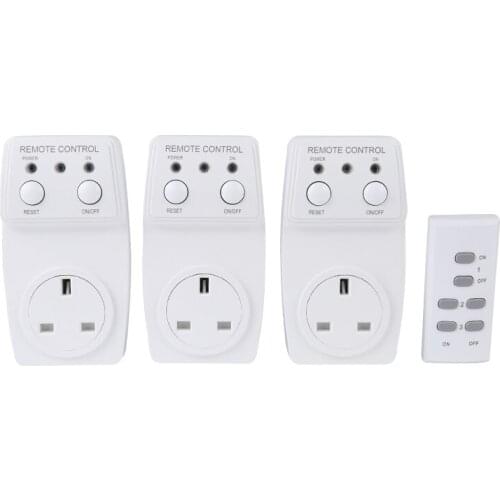 ESPLENTY Remote Control Switch Plug Smart Wireless Light Switch UK Outlet (3 Socket+1 Remote)