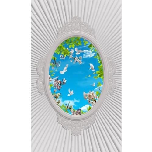 European embossed pattern oil painting living room ceiling mural Ceiling Wall Painting Living Room Bedroom Wallpaper Home Decor