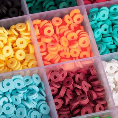 F3MD Clay Spacer Beads Bracelets Necklace Earring DIY Craft Kit with Pendant Jump Rings Pack Bracelets 6mm Flat Clay Beads