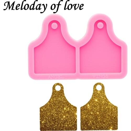 Glossy Silicone COW TAG Resin Keychain Mold, Epoxy Earring Jewelry Resin Casting, Clay Molds In Sculpture DY0786