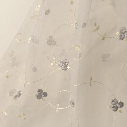 Quality gauze fabric Fairy beauty light grey embroidery tissu Tuxedo Wedding Veil handmade DIY patchwork