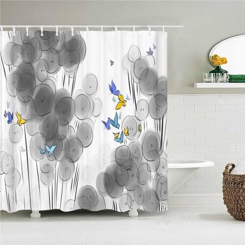 Chinese style ink painting flowers butterfly artistic conception simple shower curtain bathroom layout home decoration