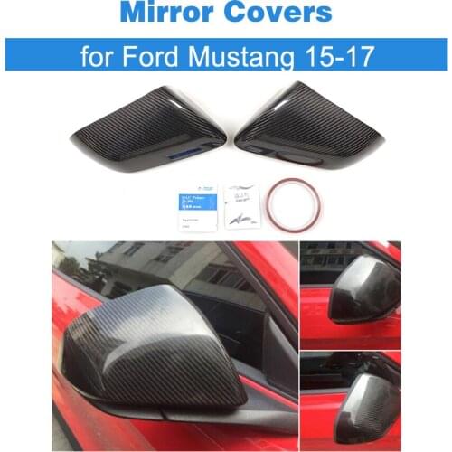 Carbon Fiber Car Side Rear Mirror Cover Caps for Ford Mustang 2015 2016 2017 Add on style