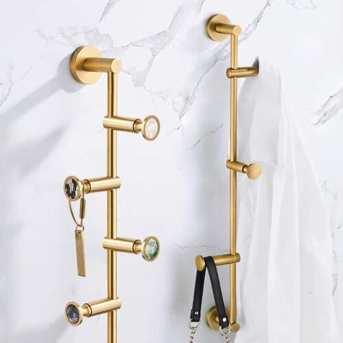 Nordic Brass Coat Rack Hanger Wall Hanging Robe Hook Gold Creative Clothes Hook Free Punch Bedroom Coat Hooks Wall Hook Mount