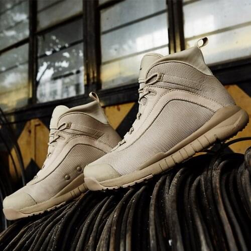 Summer Ultralight Mesh Breathable Cow Leather Desert Hiking Climbing Shoes Outdoor Sports Hunting Training Tactical Ankle Boots