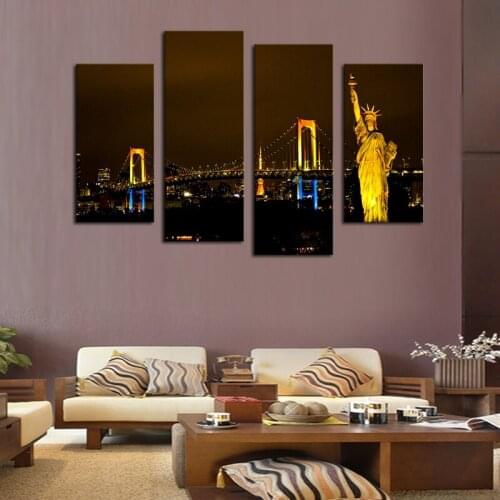 Hot Sale New Paintings Wall Art Unframed 4 Piece Modern City Home Wall Decor Canvas Picture Art Hd Print Painting On For Decor