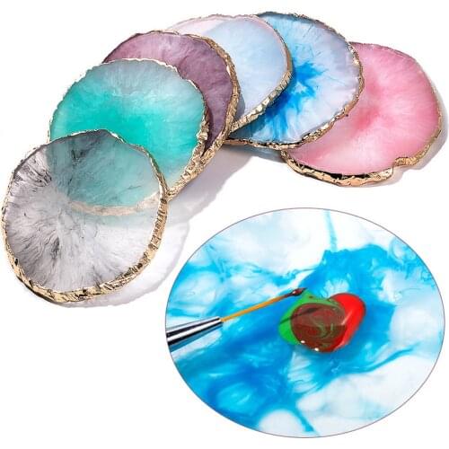 Fashion Resin Smooth Nail palette Imitation Agate Nail Color Paint Palette Easy Clean Wipe Holder Drawing Nail Art Color Display