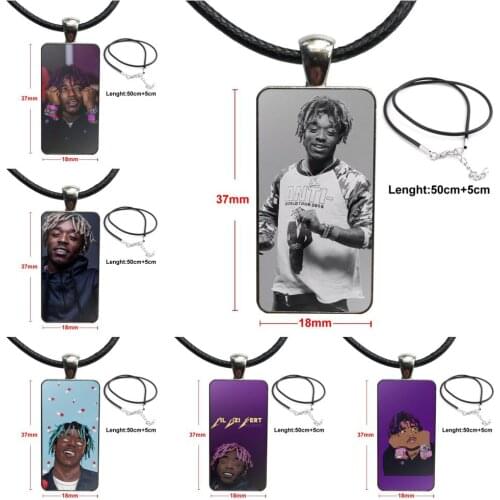 Fashion Glass Cabochon Pendant Necklace Women Steel Color Choker Rectangle Necklace For Women Girl Gift Lil Uzi Vert